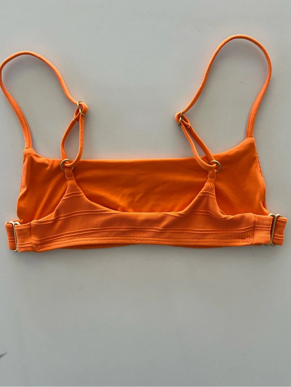 L*Space Ribbed Orange Tangerine Sporty Bralette Style Piper Bikini Top Sz Small